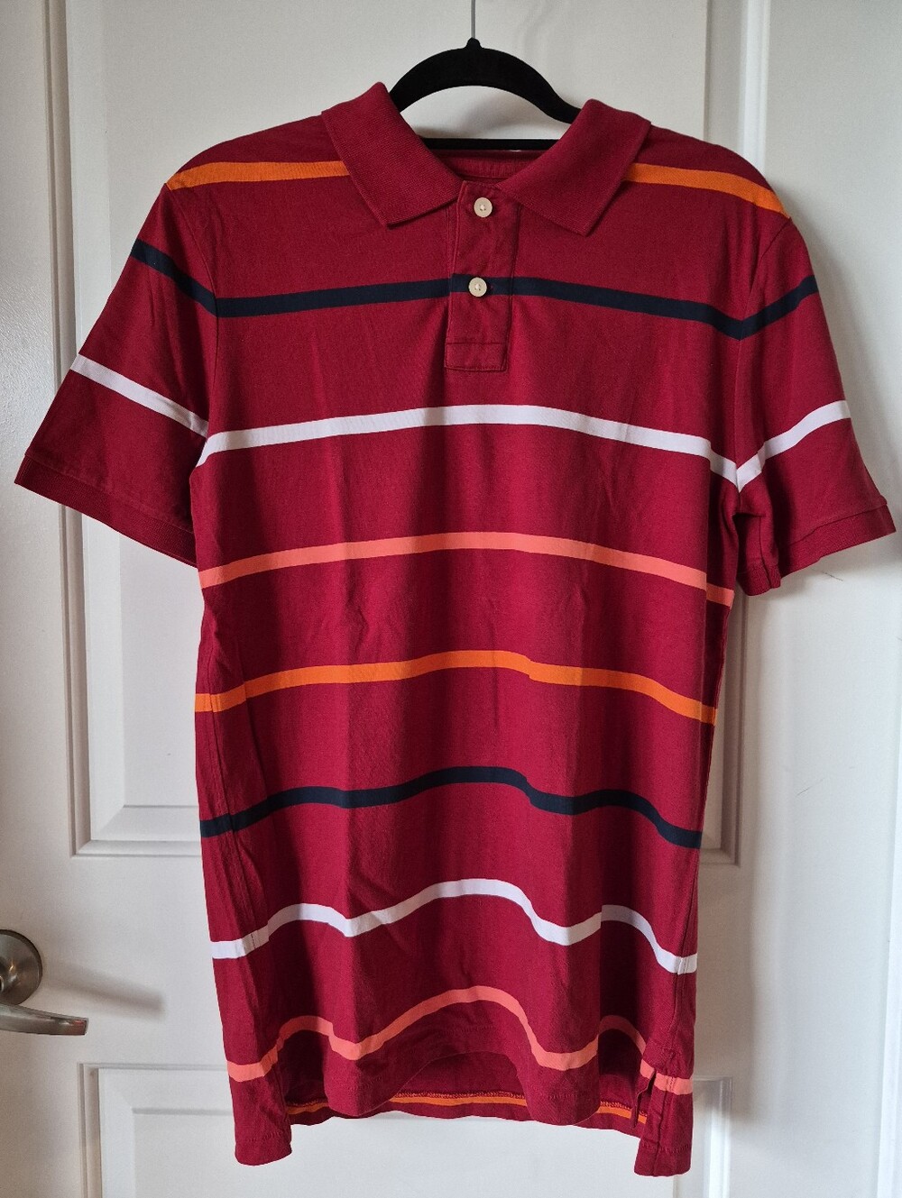 Mossimo Supply Co. Red Striped Polo with Multicolor Bands